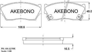 Akebono AN-327WK - Тормозные колодки, дисковые, комплект autosila-amz.com