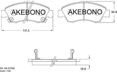 Akebono AN-377WK - Тормозные колодки, дисковые, комплект autosila-amz.com