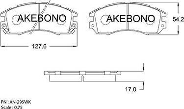 Akebono AN-295WK - Тормозные колодки, дисковые, комплект autosila-amz.com