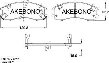 Akebono AN-249WK - Тормозные колодки, дисковые, комплект autosila-amz.com
