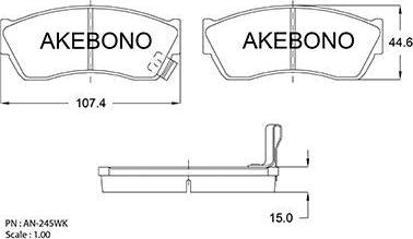 Akebono AN-245WK - Тормозные колодки, дисковые, комплект autosila-amz.com