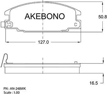 Akebono AN-248WKE - Тормозные колодки, дисковые, комплект autosila-amz.com