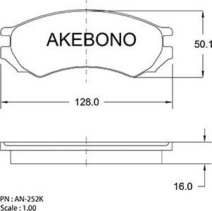 Akebono AN-252KE - Тормозные колодки, дисковые, комплект autosila-amz.com