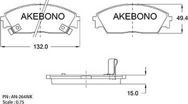 Akebono AN-264WK - Тормозные колодки, дисковые, комплект autosila-amz.com