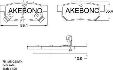 Akebono AN-265WKE - Тормозные колодки, дисковые, комплект autosila-amz.com