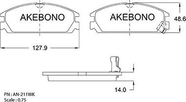 Akebono AN-211WK - Тормозные колодки, дисковые, комплект autosila-amz.com