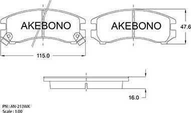 Akebono AN-213WK - Тормозные колодки, дисковые, комплект autosila-amz.com