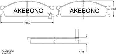 Akebono AN-212WKE - Тормозные колодки, дисковые, комплект autosila-amz.com