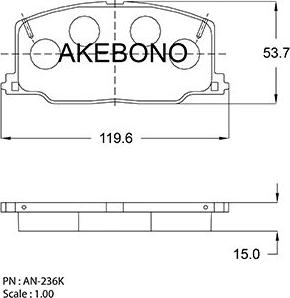 Akebono AN-236KE - Тормозные колодки, дисковые, комплект autosila-amz.com