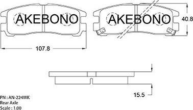 Akebono AN-224WK - Тормозные колодки, дисковые, комплект autosila-amz.com
