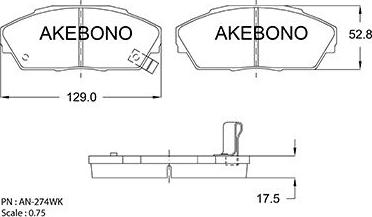 Akebono AN-274WKE - Тормозные колодки, дисковые, комплект autosila-amz.com