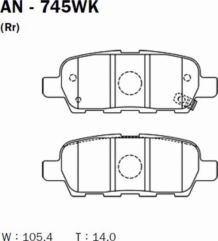 Akebono AN-745WK - Колодки тормозные дисковые задние NISSAN X-TRAIL (T31), NISSAN QASHQAI / QASHQAI +2 I (J10, NJ10, JJ autosila-amz.com