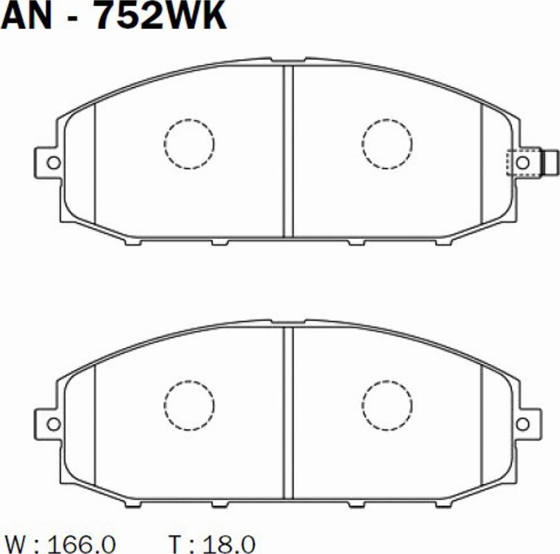 Akebono AN752WK - Тормозные колодки, дисковые, комплект autosila-amz.com