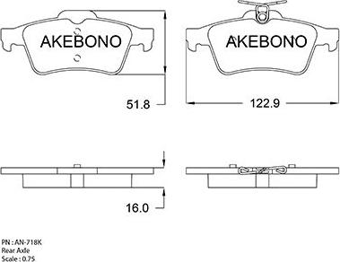 Akebono AN-718KE - Тормозные колодки, дисковые, комплект autosila-amz.com