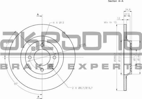Akebono BN-0991 - Тормозной диск autosila-amz.com