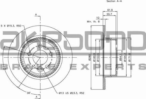 Akebono BN-0911 - Тормозной диск autosila-amz.com