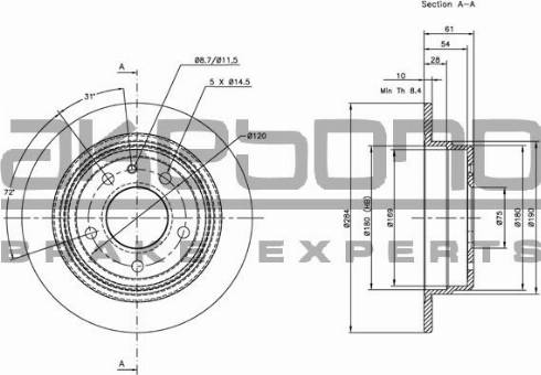 Akebono BN-0985 - Тормозной диск autosila-amz.com