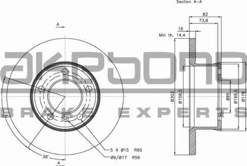 Akebono BN-0921E - Тормозной диск autosila-amz.com