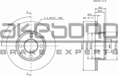 Akebono BN-0495E - Тормозной диск autosila-amz.com