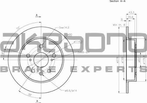 Akebono BN-0445 - Тормозной диск autosila-amz.com