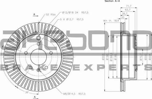 Akebono BN-0461 - Тормозной диск autosila-amz.com