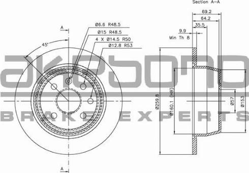 Akebono BN-0403 - Тормозной диск autosila-amz.com