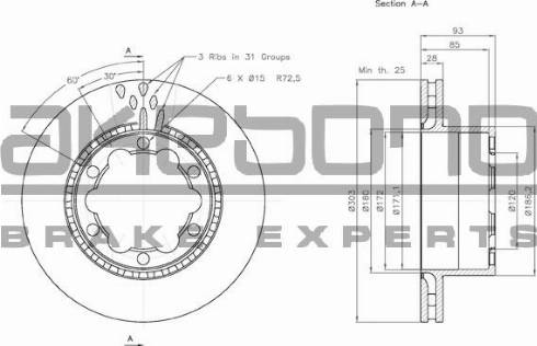 Akebono BN-0485 - Тормозной диск autosila-amz.com