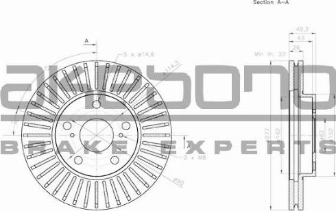 Akebono BN-0480E - Тормозной диск autosila-amz.com