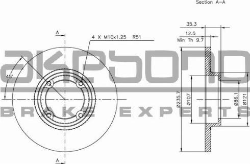 Akebono BN-0487 - Тормозной диск autosila-amz.com