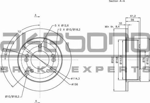 Akebono BN-0435 - Тормозной диск autosila-amz.com