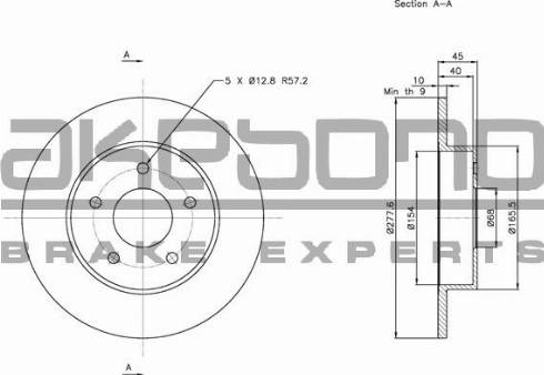 Akebono BN-0438E - Тормозной диск autosila-amz.com