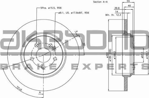 Akebono BN-0470 - Тормозной диск autosila-amz.com