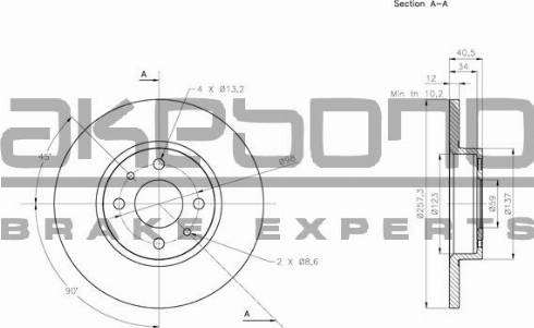 Akebono BN-0524 - Тормозной диск autosila-amz.com