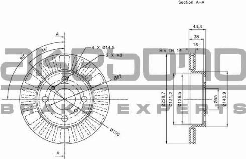 Akebono BN-0570 - Тормозной диск autosila-amz.com