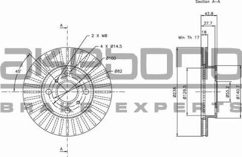 Akebono BN-0571 - Тормозной диск autosila-amz.com