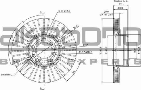 Akebono BN-0681E - Тормозной диск autosila-amz.com