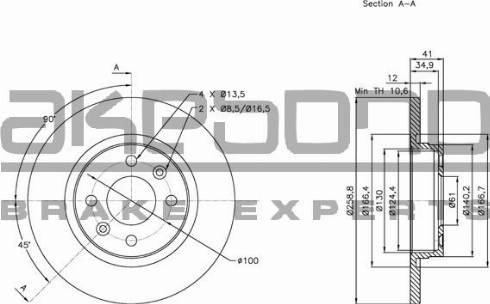 Akebono BN-0086E - Тормозной диск autosila-amz.com