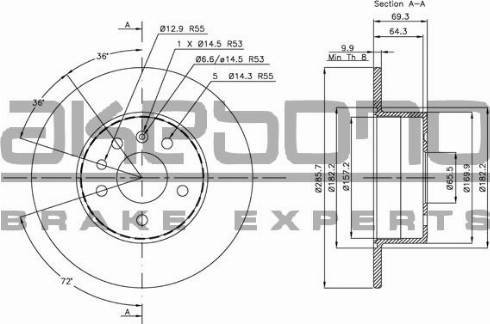 Akebono BN-0155 - Тормозной диск autosila-amz.com