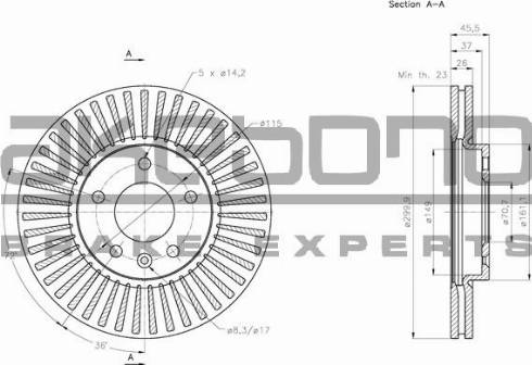 Akebono BN-0100 - Тормозной диск autosila-amz.com