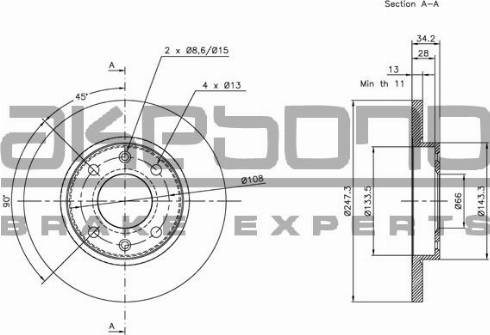 Akebono BN-0114 - Тормозной диск autosila-amz.com