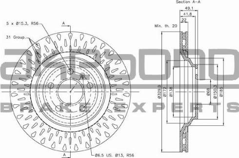 Akebono BN-0183E - Тормозной диск autosila-amz.com