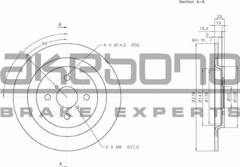 Akebono BN-0134 - Тормозной диск autosila-amz.com