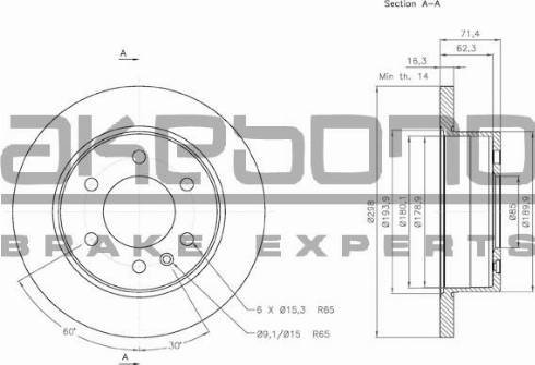Akebono BN-0177 - Тормозной диск autosila-amz.com