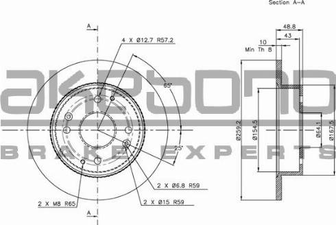 Akebono BN-0893E - Тормозной диск autosila-amz.com