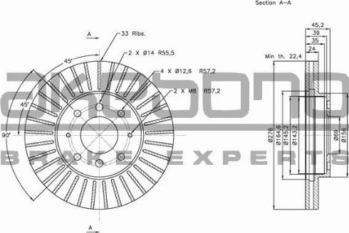 Akebono BN-0843 - Тормозной диск autosila-amz.com