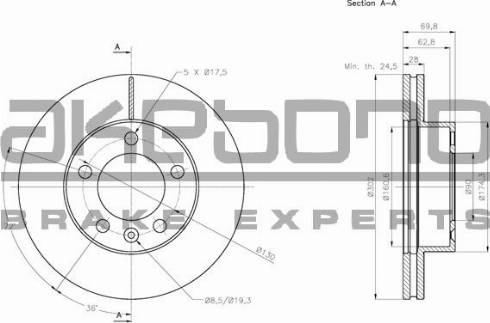 Akebono BN-0869 - Тормозной диск autosila-amz.com