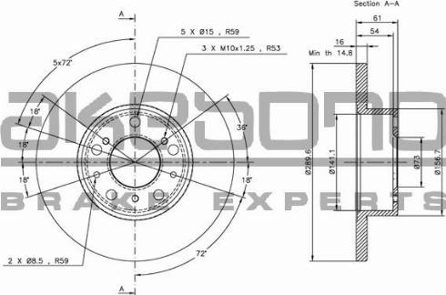 Akebono BN-0868 - Тормозной диск autosila-amz.com