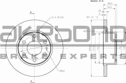 Akebono BN-0819 - Тормозной диск autosila-amz.com