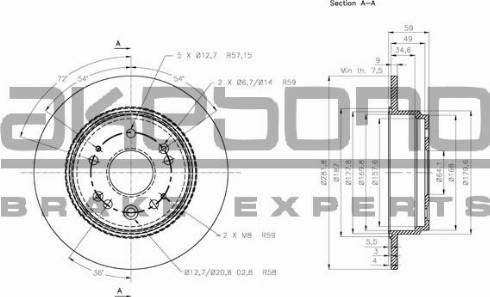 Akebono BN-0812 - Тормозной диск autosila-amz.com