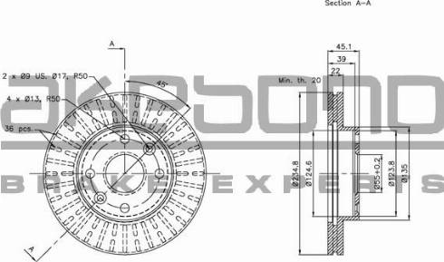 Akebono BN-1367E - Тормозной диск autosila-amz.com